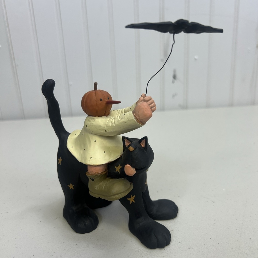 Williraye Studio Halloween Ghoulish Adventure Pumpkin Girl Cat Bat WW6046 7"